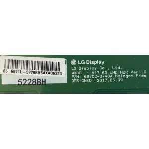 T-CON PARA TV W BOX HITACHI / NUMERO DE PARTE 6871L-5228B / 6870C-0740A / 5228B / PANEL K650WDC2 / DISPLAY LC650EGY (SK)(M3) / MODELOS 0E-65LED4K / 65R80